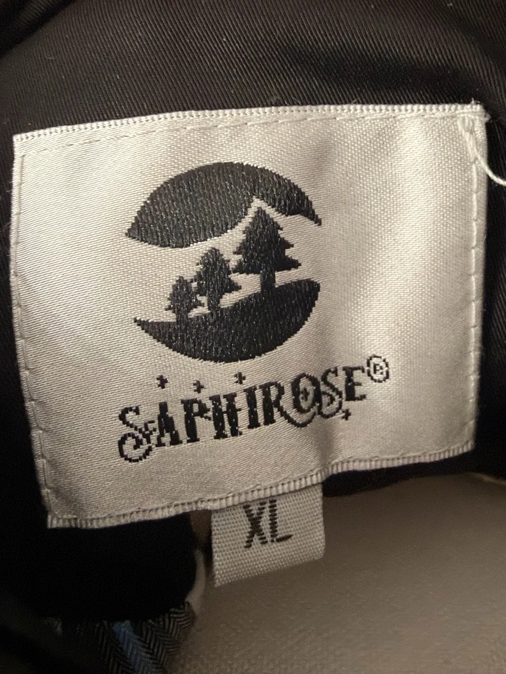 Saphirose Women’s Black Hooded Rain Coat with Plaid Lining Size XL